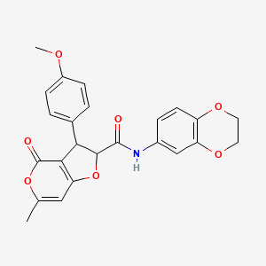 molecular formula C24H21NO7 B11053084 N-(2,3-dihydro-1,4-benzodioxin-6-yl)-3-(4-methoxyphenyl)-6-methyl-4-oxo-2,3-dihydro-4H-furo[3,2-c]pyran-2-carboxamide 