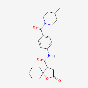 molecular formula C23H30N2O4 B11053098 N-{4-[(4-methylpiperidin-1-yl)carbonyl]phenyl}-2-oxo-1-oxaspiro[4.5]decane-4-carboxamide 