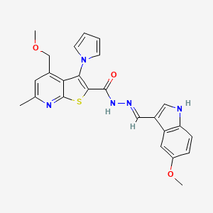 molecular formula C25H23N5O3S B11053115 N'-[(E)-(5-methoxy-1H-indol-3-yl)methylidene]-4-(methoxymethyl)-6-methyl-3-(1H-pyrrol-1-yl)thieno[2,3-b]pyridine-2-carbohydrazide 