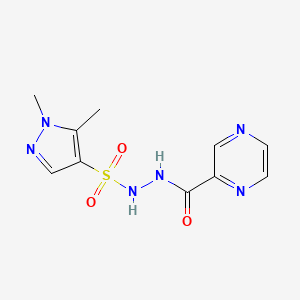 molecular formula C10H12N6O3S B11053135 N'-[(1,5-dimethyl-1H-pyrazol-4-yl)sulfonyl]pyrazine-2-carbohydrazide 