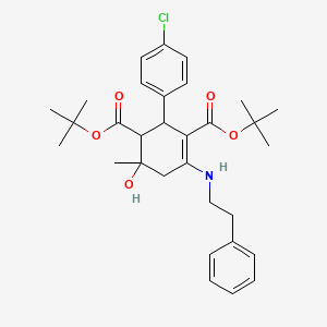molecular formula C31H40ClNO5 B11053154 Di-tert-butyl 2-(4-chlorophenyl)-6-hydroxy-6-methyl-4-[(2-phenylethyl)amino]cyclohex-3-ene-1,3-dicarboxylate 