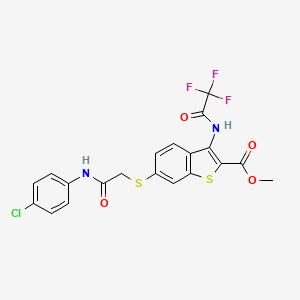 molecular formula C20H14ClF3N2O4S2 B11053160 Methyl 6-({2-[(4-chlorophenyl)amino]-2-oxoethyl}sulfanyl)-3-[(trifluoroacetyl)amino]-1-benzothiophene-2-carboxylate 