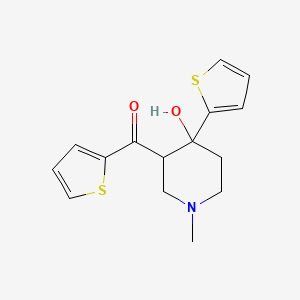 molecular formula C15H17NO2S2 B11053176 Methanone, [4-hydroxy-1-methyl-4-(2-thienyl)-3-piperidinyl]2-thienyl- 