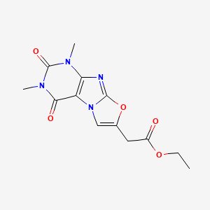 molecular formula C13H14N4O5 B11053237 Ethyl (1,3-dimethyl-2,4-dioxo-1,2,3,4-tetrahydro[1,3]oxazolo[2,3-f]purin-7-yl)acetate 