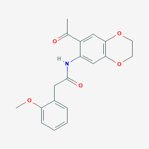 molecular formula C19H19NO5 B11053242 N-(7-acetyl-2,3-dihydro-1,4-benzodioxin-6-yl)-2-(2-methoxyphenyl)acetamide 