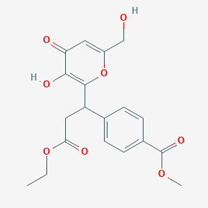molecular formula C19H20O8 B11053305 methyl 4-{3-ethoxy-1-[3-hydroxy-6-(hydroxymethyl)-4-oxo-4H-pyran-2-yl]-3-oxopropyl}benzoate 
