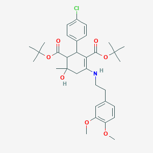 molecular formula C33H44ClNO7 B11053355 Di-tert-butyl 2-(4-chlorophenyl)-4-{[2-(3,4-dimethoxyphenyl)ethyl]amino}-6-hydroxy-6-methylcyclohex-3-ene-1,3-dicarboxylate 
