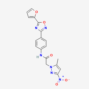 molecular formula C18H14N6O5 B11053367 N-{4-[5-(furan-2-yl)-1,2,4-oxadiazol-3-yl]phenyl}-2-(5-methyl-3-nitro-1H-pyrazol-1-yl)acetamide 
