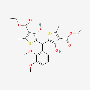 molecular formula C25H28O8S2 B11053493 Diethyl 5,5'-[(2,3-dimethoxyphenyl)methanediyl]bis(4-hydroxy-2-methylthiophene-3-carboxylate) 