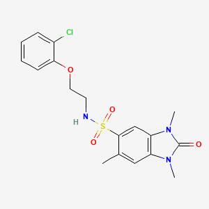 molecular formula C18H20ClN3O4S B11053534 N-[2-(2-chlorophenoxy)ethyl]-1,3,6-trimethyl-2-oxo-2,3-dihydro-1H-benzimidazole-5-sulfonamide 