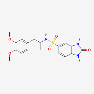 molecular formula C20H25N3O5S B11053562 N-[1-(3,4-dimethoxyphenyl)propan-2-yl]-1,3-dimethyl-2-oxo-2,3-dihydro-1H-benzimidazole-5-sulfonamide 