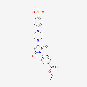 molecular formula C24H25N3O6S B11053584 ethyl 4-(3-{4-[4-(methylsulfonyl)phenyl]piperazin-1-yl}-2,5-dioxo-2,5-dihydro-1H-pyrrol-1-yl)benzoate 
