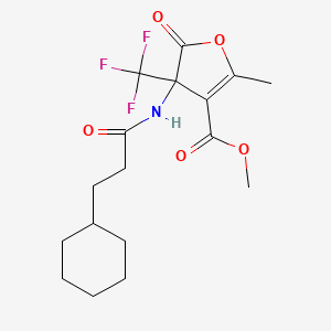 molecular formula C17H22F3NO5 B11053616 Methyl 4-[(3-cyclohexylpropanoyl)amino]-2-methyl-5-oxo-4-(trifluoromethyl)-4,5-dihydrofuran-3-carboxylate 