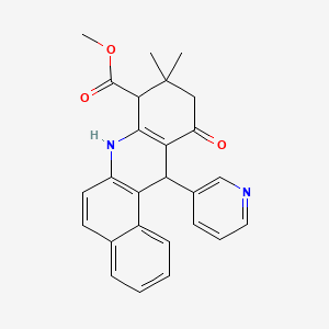molecular formula C26H24N2O3 B11053631 Methyl 9,9-dimethyl-11-oxo-12-(pyridin-3-yl)-7,8,9,10,11,12-hexahydrobenzo[a]acridine-8-carboxylate 