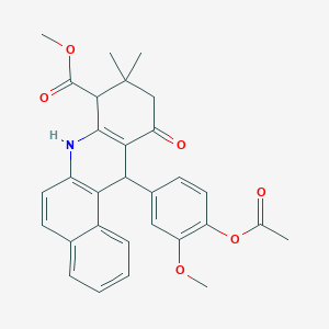 molecular formula C30H29NO6 B11053816 Methyl 12-[4-(acetyloxy)-3-methoxyphenyl]-9,9-dimethyl-11-oxo-7,8,9,10,11,12-hexahydrobenzo[a]acridine-8-carboxylate 