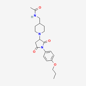molecular formula C21H29N3O4 B11053820 N-({1-[2,5-dioxo-1-(4-propoxyphenyl)pyrrolidin-3-yl]piperidin-4-yl}methyl)acetamide 