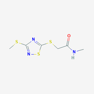 molecular formula C6H9N3OS3 B11053825 N-methyl-2-{[3-(methylsulfanyl)-1,2,4-thiadiazol-5-yl]sulfanyl}acetamide 