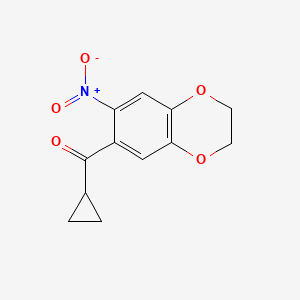 molecular formula C12H11NO5 B11053914 Cyclopropyl(7-nitro-2,3-dihydro-1,4-benzodioxin-6-yl)methanone 
