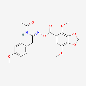 molecular formula C21H22N2O8 B11053928 N-[(1E)-N-{[(4,7-dimethoxy-1,3-benzodioxol-5-yl)carbonyl]oxy}-2-(4-methoxyphenyl)ethanimidoyl]acetamide 