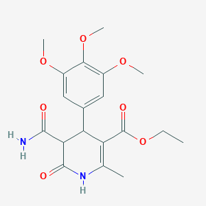 molecular formula C19H24N2O7 B11053929 Ethyl 5-carbamoyl-2-methyl-6-oxo-4-(3,4,5-trimethoxyphenyl)-1,4,5,6-tetrahydropyridine-3-carboxylate 