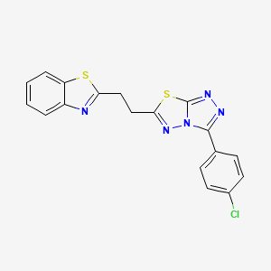 molecular formula C18H12ClN5S2 B11054076 2-{2-[3-(4-Chlorophenyl)[1,2,4]triazolo[3,4-b][1,3,4]thiadiazol-6-yl]ethyl}-1,3-benzothiazole 