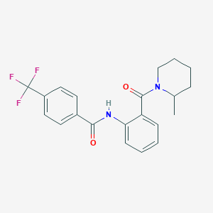 molecular formula C21H21F3N2O2 B11054127 N-{2-[(2-methylpiperidin-1-yl)carbonyl]phenyl}-4-(trifluoromethyl)benzamide 