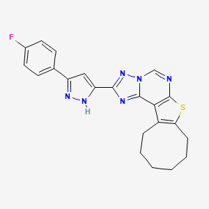 molecular formula C22H19FN6S B11054136 2-[5-(4-fluorophenyl)-1H-pyrazol-3-yl]-8,9,10,11,12,13-hexahydrocycloocta[4,5]thieno[3,2-e][1,2,4]triazolo[1,5-c]pyrimidine 