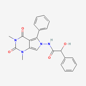 molecular formula C22H20N4O4 B11054140 N-(1,3-dimethyl-2,4-dioxo-5-phenyl-1,2,3,4-tetrahydro-6H-pyrrolo[3,4-d]pyrimidin-6-yl)-2-hydroxy-2-phenylacetamide 