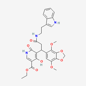 molecular formula C30H31N3O9 B11054166 ethyl 5-[1-(4,7-dimethoxy-1,3-benzodioxol-5-yl)-3-{[2-(1H-indol-3-yl)ethyl]amino}-3-oxopropyl]-4-hydroxy-6-oxo-1,6-dihydropyridine-3-carboxylate 