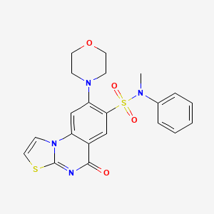 molecular formula C21H20N4O4S2 B11054200 N-methyl-8-(morpholin-4-yl)-5-oxo-N-phenyl-5H-[1,3]thiazolo[3,2-a]quinazoline-7-sulfonamide 