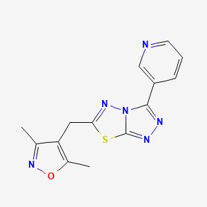 molecular formula C14H12N6OS B11054202 6-[(3,5-Dimethyl-1,2-oxazol-4-yl)methyl]-3-(pyridin-3-yl)[1,2,4]triazolo[3,4-b][1,3,4]thiadiazole 