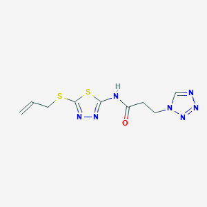 molecular formula C9H11N7OS2 B11054526 N-[5-(prop-2-en-1-ylsulfanyl)-1,3,4-thiadiazol-2-yl]-3-(1H-tetrazol-1-yl)propanamide 