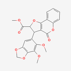 molecular formula C22H18O9 B11055091 methyl 3-(6,7-dimethoxy-1,3-benzodioxol-5-yl)-4-oxo-2,3-dihydro-4H-furo[3,2-c]chromene-2-carboxylate 