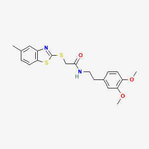 molecular formula C20H22N2O3S2 B11055139 N-[2-(3,4-dimethoxyphenyl)ethyl]-2-[(5-methyl-1,3-benzothiazol-2-yl)sulfanyl]acetamide 