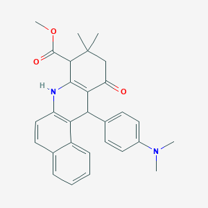 molecular formula C29H30N2O3 B11056096 Methyl 12-[4-(dimethylamino)phenyl]-9,9-dimethyl-11-oxo-7,8,9,10,11,12-hexahydrobenzo[a]acridine-8-carboxylate 