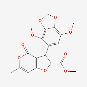 molecular formula C19H18O9 B11056124 methyl 3-(4,7-dimethoxy-1,3-benzodioxol-5-yl)-6-methyl-4-oxo-2,3-dihydro-4H-furo[3,2-c]pyran-2-carboxylate 