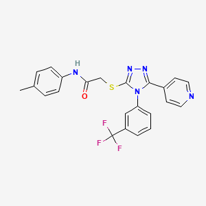 molecular formula C23H18F3N5OS B11056232 N-(4-methylphenyl)-2-({5-(pyridin-4-yl)-4-[3-(trifluoromethyl)phenyl]-4H-1,2,4-triazol-3-yl}sulfanyl)acetamide 