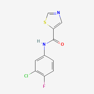 molecular formula C10H6ClFN2OS B11056312 N-(3-chloro-4-fluorophenyl)-1,3-thiazole-5-carboxamide 
