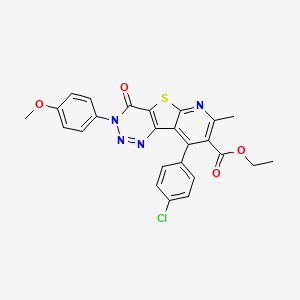 molecular formula C25H19ClN4O4S B11056316 ethyl 13-(4-chlorophenyl)-5-(4-methoxyphenyl)-11-methyl-6-oxo-8-thia-3,4,5,10-tetrazatricyclo[7.4.0.02,7]trideca-1(13),2(7),3,9,11-pentaene-12-carboxylate 
