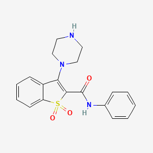 molecular formula C19H19N3O3S B11056323 N-phenyl-3-(piperazin-1-yl)-1-benzothiophene-2-carboxamide 1,1-dioxide 