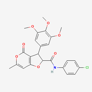molecular formula C24H22ClNO7 B11056433 N-(4-chlorophenyl)-6-methyl-4-oxo-3-(3,4,5-trimethoxyphenyl)-2,3-dihydro-4H-furo[3,2-c]pyran-2-carboxamide 
