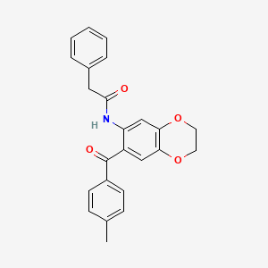 molecular formula C24H21NO4 B11056524 N-{7-[(4-methylphenyl)carbonyl]-2,3-dihydro-1,4-benzodioxin-6-yl}-2-phenylacetamide 