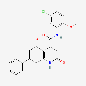 molecular formula C23H21ClN2O4 B11056731 N-(5-chloro-2-methoxyphenyl)-2,5-dioxo-7-phenyl-1,2,3,4,5,6,7,8-octahydroquinoline-4-carboxamide 