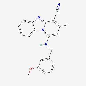 molecular formula C21H18N4O B11056734 Pyrido[1,2-a][1,3]benzimidazole-4-carbonitrile, 1-[[(3-methoxyphenyl)methyl]amino]-3-methyl- 