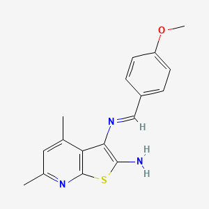 molecular formula C17H17N3OS B11056864 N~3~-[(E)-(4-methoxyphenyl)methylidene]-4,6-dimethylthieno[2,3-b]pyridine-2,3-diamine 