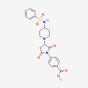 molecular formula C23H25N3O6S B11057074 Methyl 4-(2,5-dioxo-3-{4-[(phenylsulfonyl)amino]piperidin-1-yl}pyrrolidin-1-yl)benzoate 