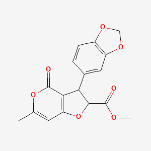 molecular formula C17H14O7 B11057170 methyl 3-(1,3-benzodioxol-5-yl)-6-methyl-4-oxo-2,3-dihydro-4H-furo[3,2-c]pyran-2-carboxylate 