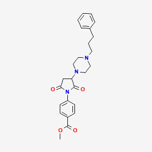 molecular formula C25H29N3O4 B11057191 Methyl 4-{2,5-dioxo-3-[4-(3-phenylpropyl)piperazin-1-yl]pyrrolidin-1-yl}benzoate 