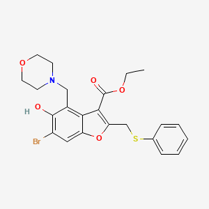 molecular formula C23H24BrNO5S B11057192 Ethyl 6-bromo-5-hydroxy-4-(morpholin-4-ylmethyl)-2-[(phenylsulfanyl)methyl]-1-benzofuran-3-carboxylate 