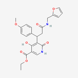 molecular formula C23H24N2O7 B11057312 Ethyl 5-{3-[(furan-2-ylmethyl)amino]-1-(4-methoxyphenyl)-3-oxopropyl}-4-hydroxy-6-oxo-1,6-dihydropyridine-3-carboxylate 